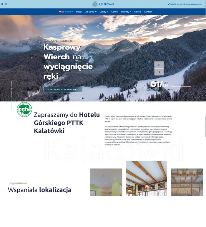 Schronisko Kalatówki - Projekt strony internetowej Zakopane