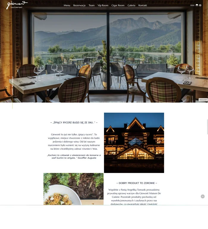Restaurant Giewont - Projekt strony internetowej Zakopane